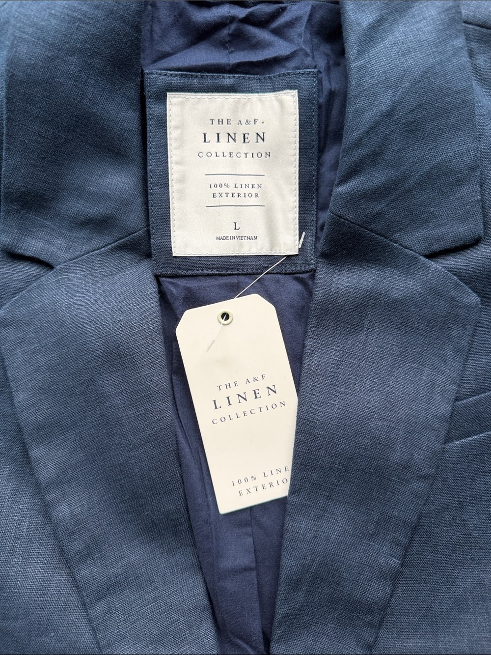 NWT Abercrombie & Fitch The Linen Collection 100% Linen Navy Blazer size L